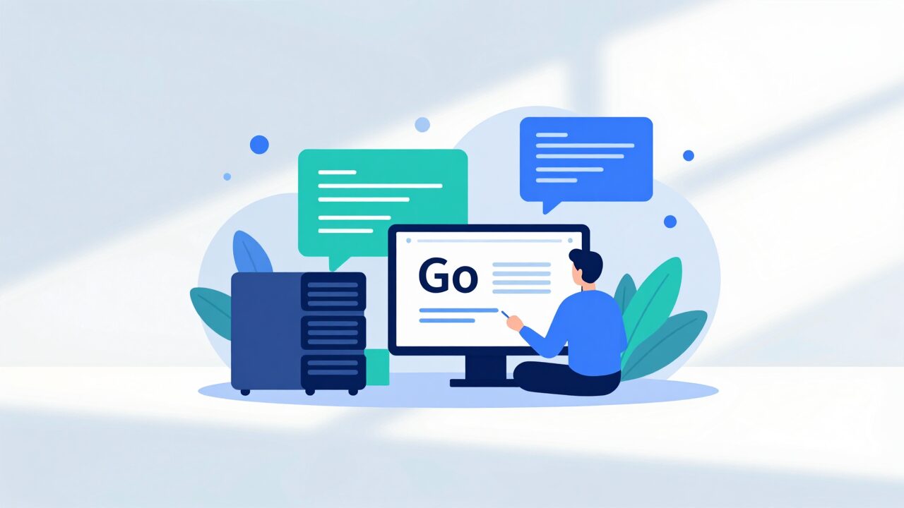 Go 설치와 개발환경 설정 개념을 시각화한 Go 프로그래밍 일러스트