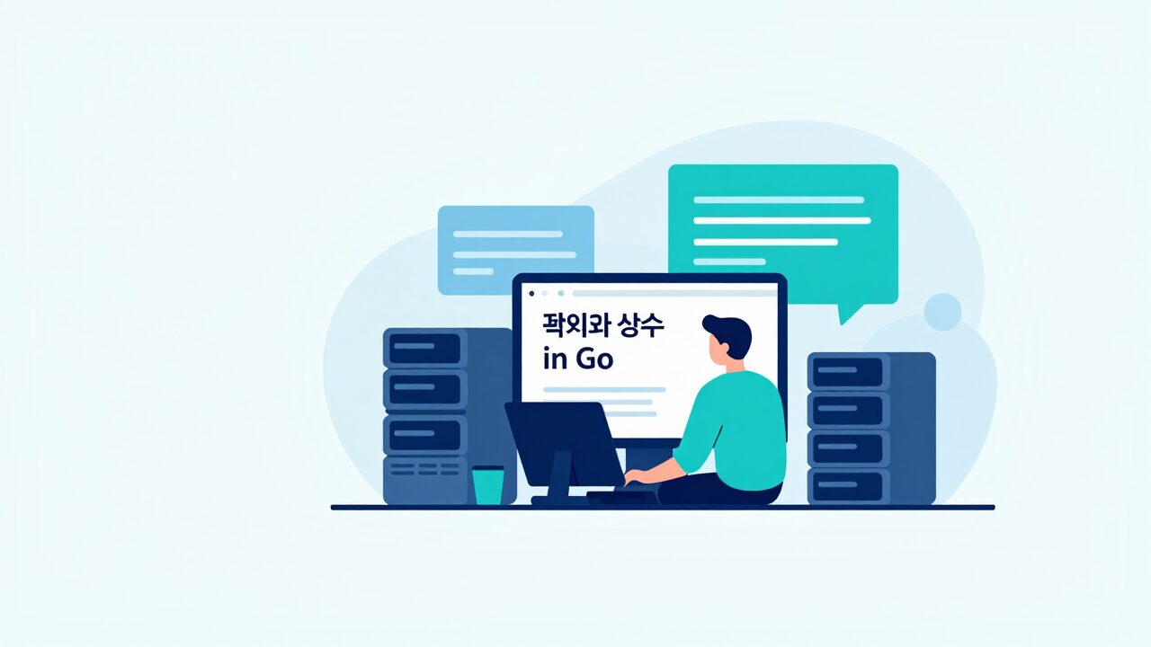 변수와 상수 개념을 시각화한 Go 프로그래밍 일러스트