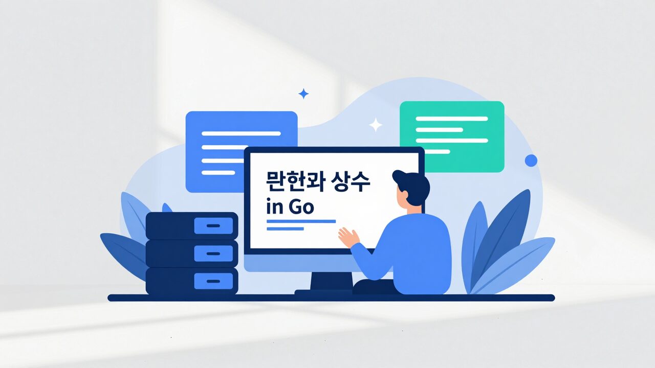 변수와 상수 개념을 시각화한 Go 프로그래밍 일러스트