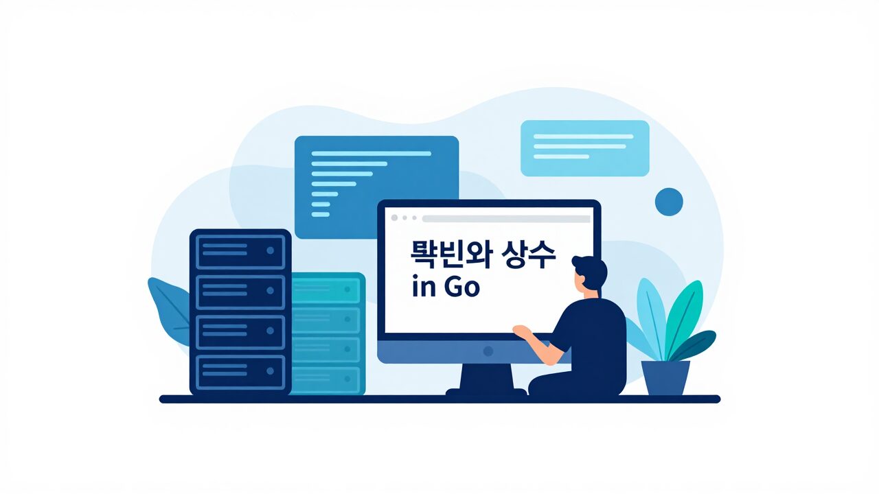 변수와 상수 개념을 시각화한 Go 프로그래밍 일러스트