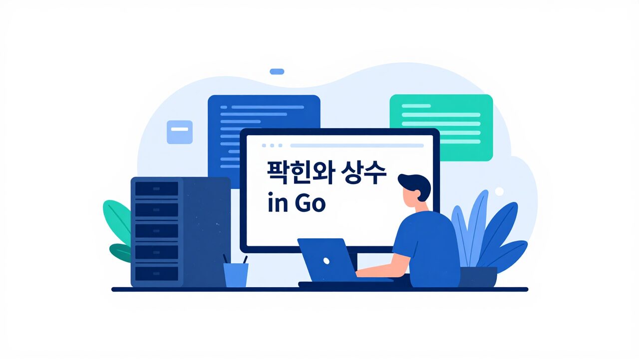 변수와 상수 개념을 시각화한 Go 프로그래밍 일러스트