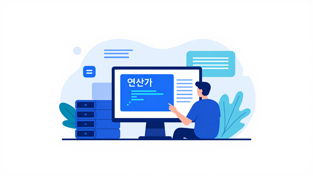 연산자 개념을 시각화한 Go 프로그래밍 일러스트