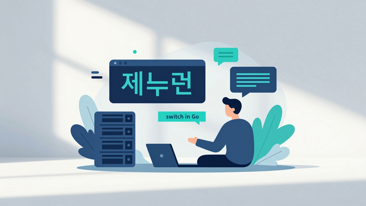 제어문 if와 switch 개념을 시각화한 Go 프로그래밍 일러스트