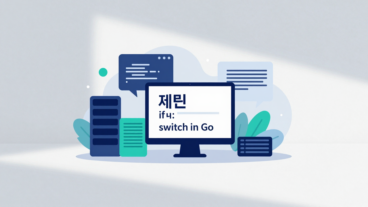 제어문 if와 switch 개념을 시각화한 Go 프로그래밍 일러스트