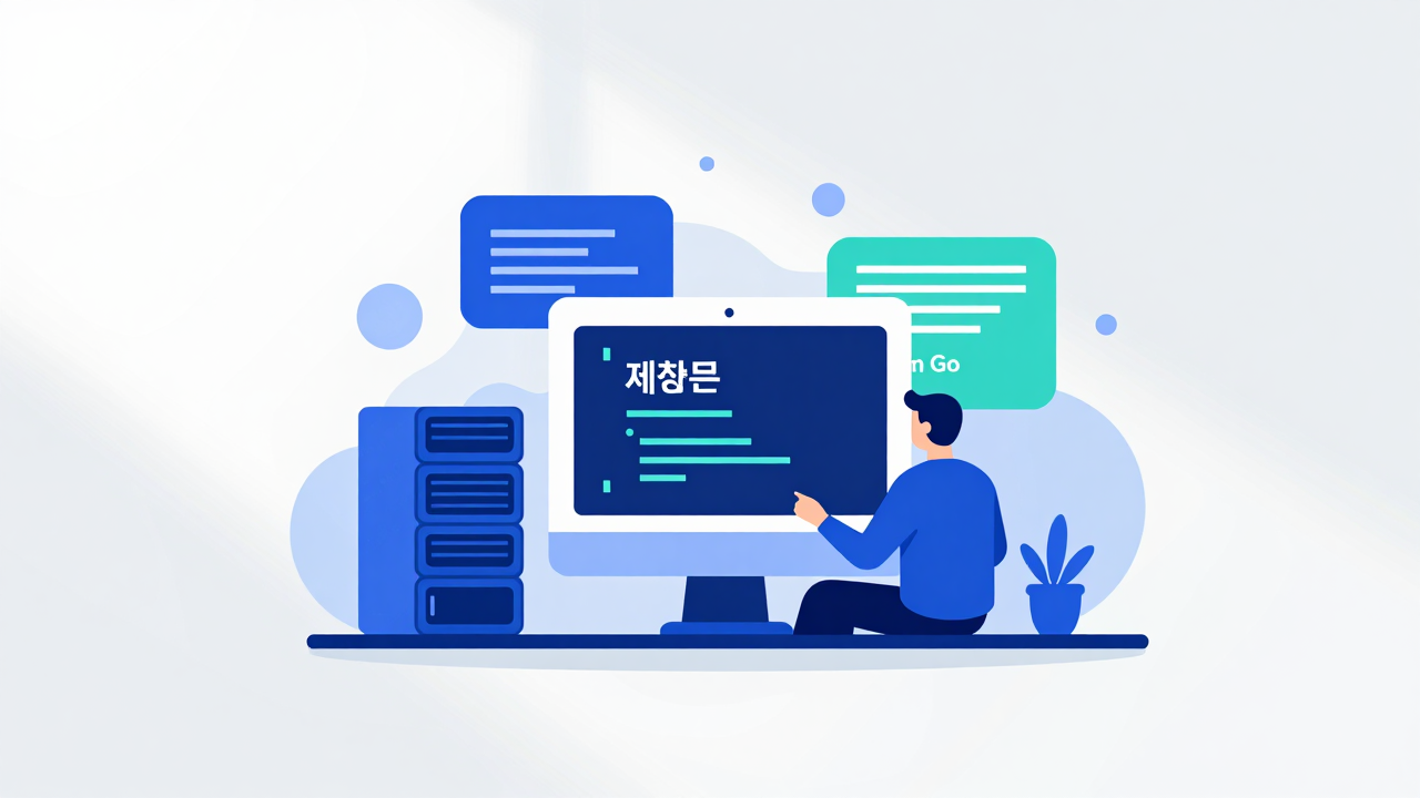 제어문 if와 switch 개념을 시각화한 Go 프로그래밍 일러스트