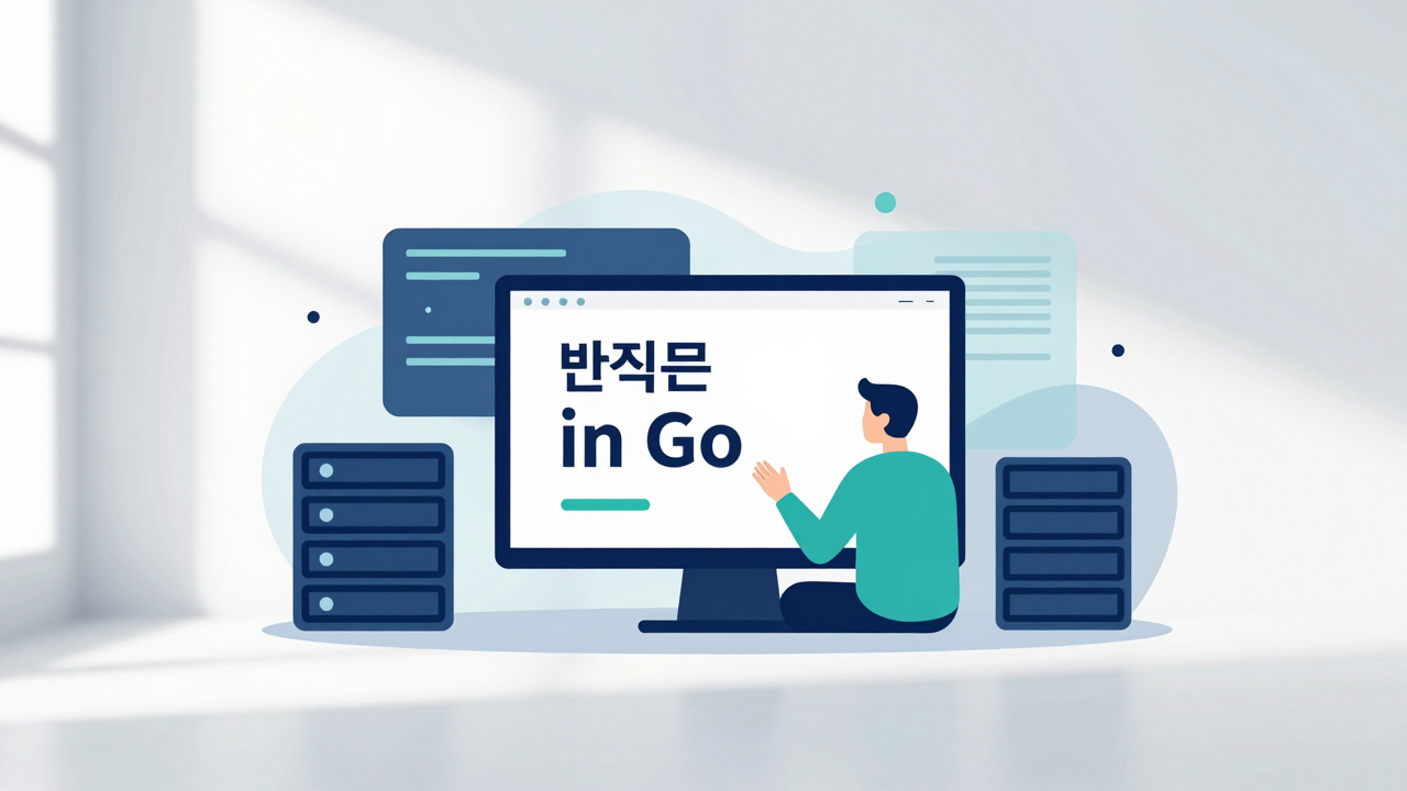 반복문 for 개념을 시각화한 Go 프로그래밍 일러스트