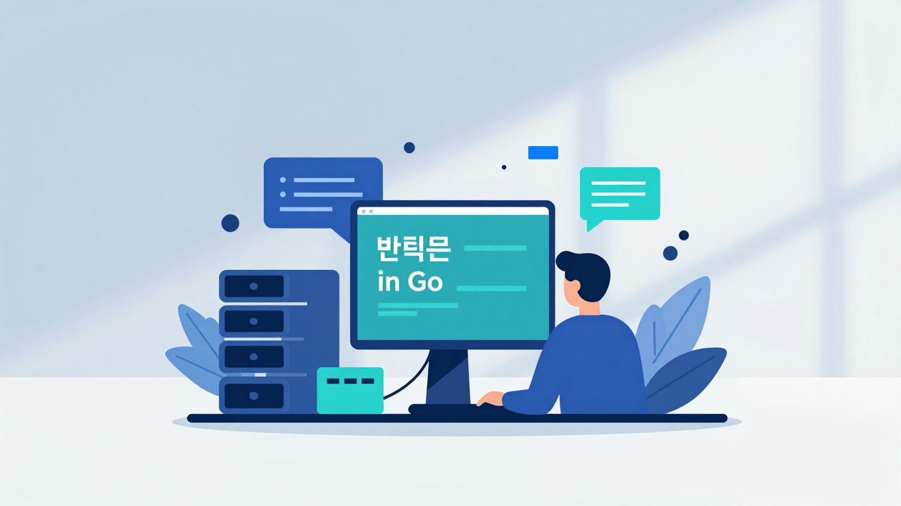 반복문 for 개념을 시각화한 Go 프로그래밍 일러스트