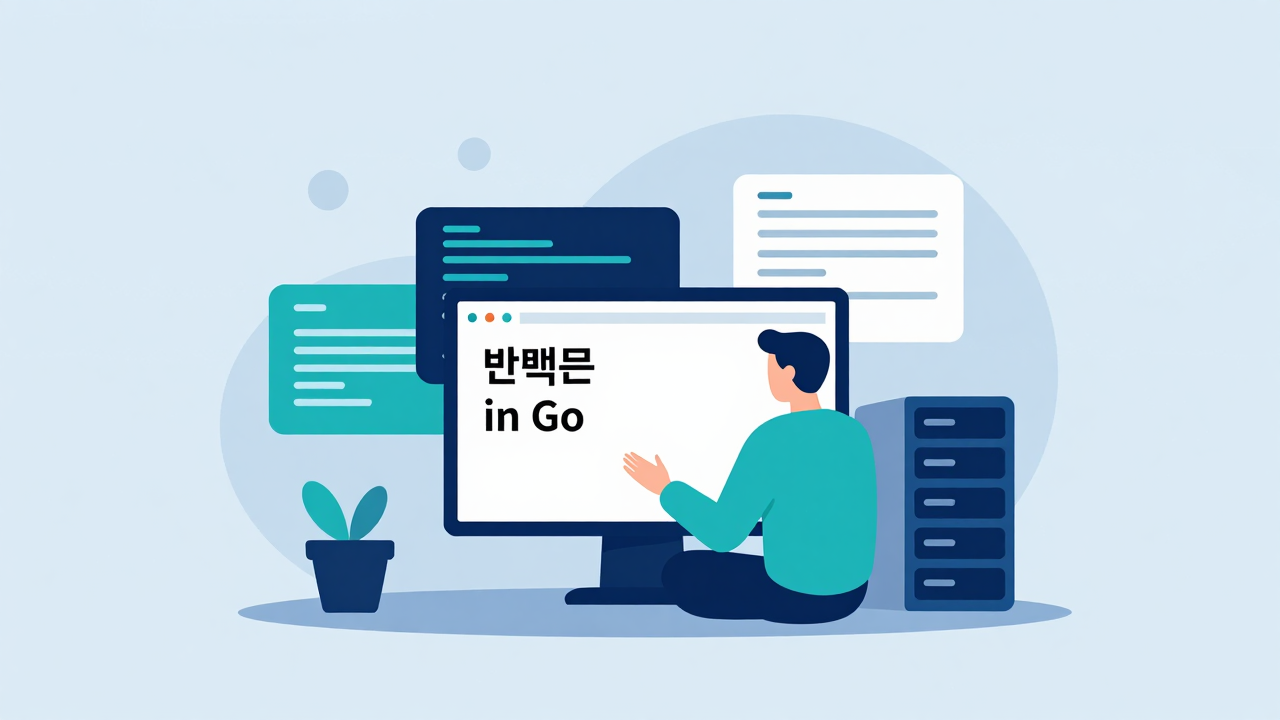 반복문 for 개념을 시각화한 Go 프로그래밍 일러스트