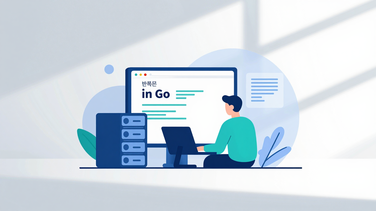 반복문 for 개념을 시각화한 Go 프로그래밍 일러스트