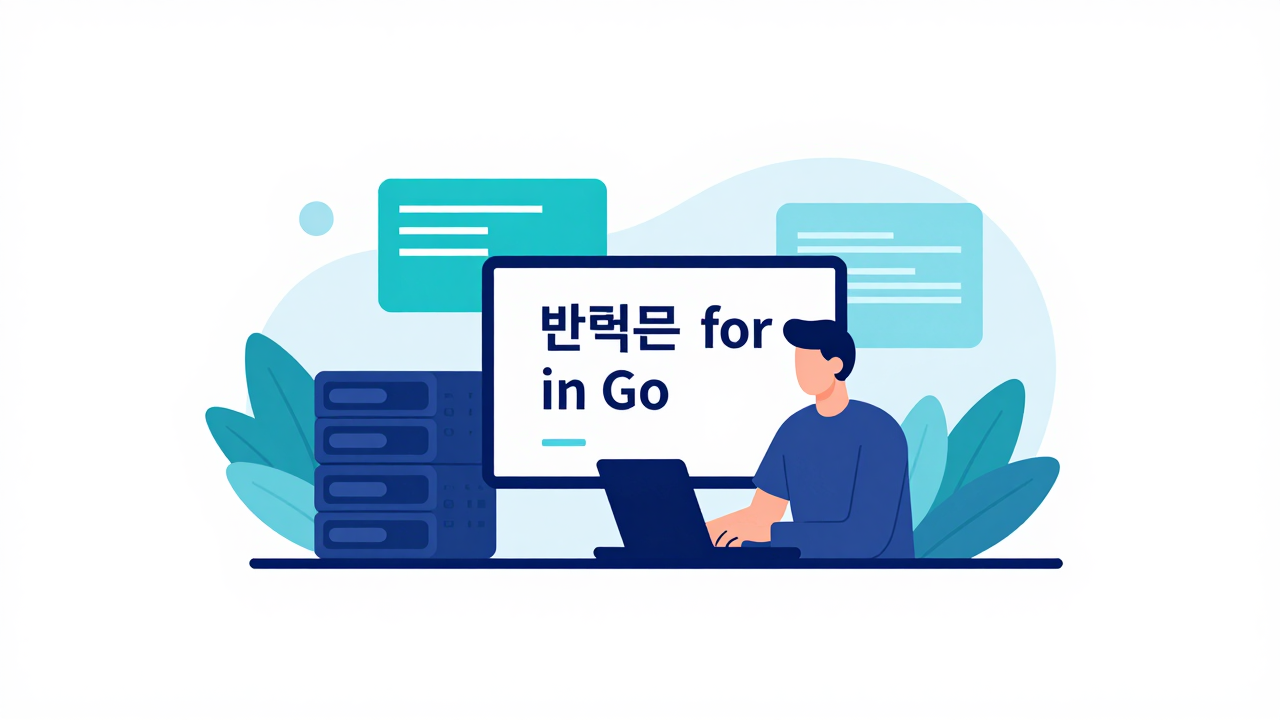 반복문 for 개념을 시각화한 Go 프로그래밍 일러스트