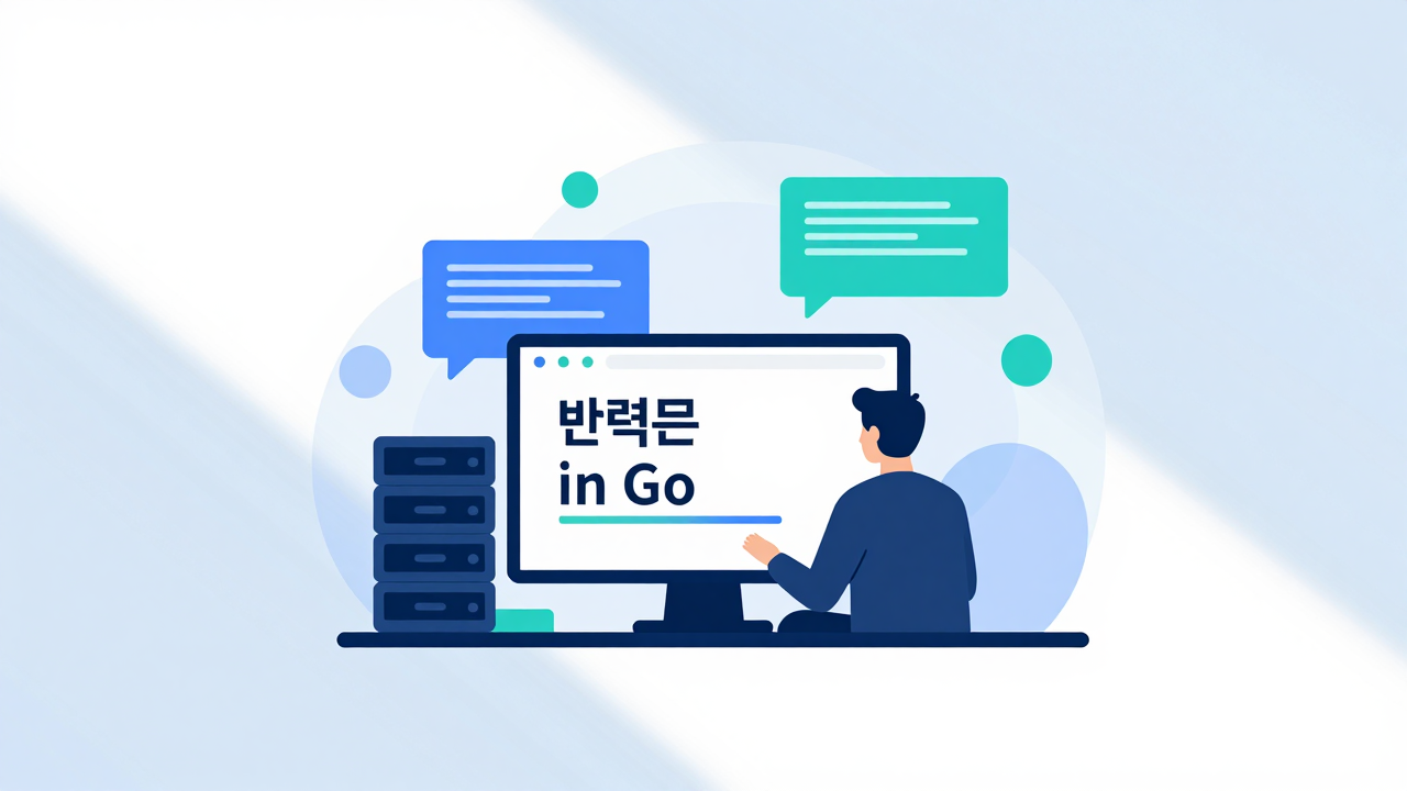 반복문 for 개념을 시각화한 Go 프로그래밍 일러스트