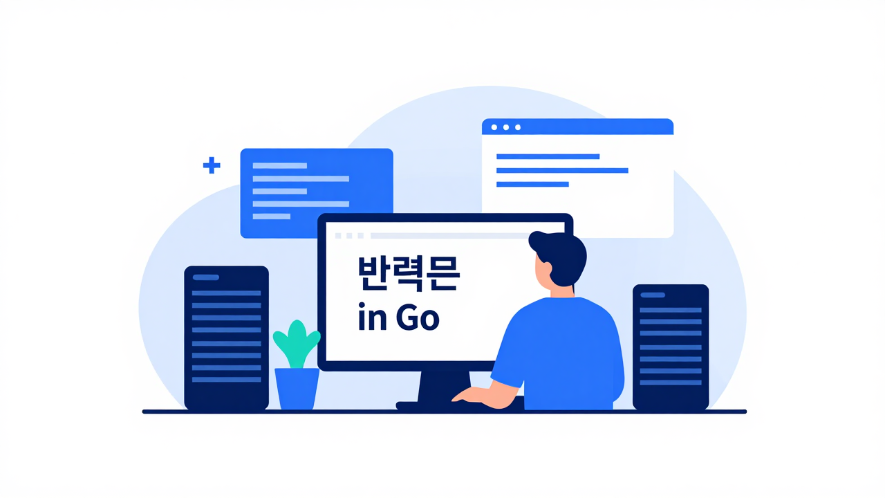 반복문 for 개념을 시각화한 Go 프로그래밍 일러스트