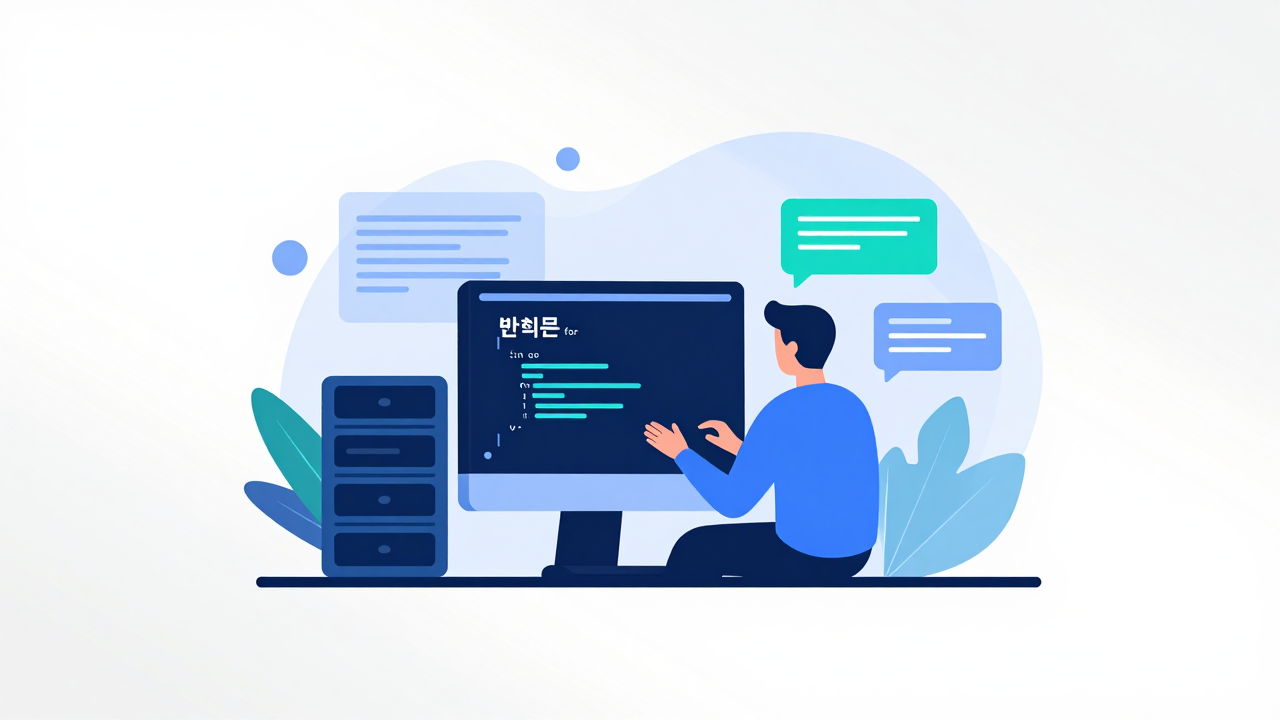 반복문 for 개념을 시각화한 Go 프로그래밍 일러스트
