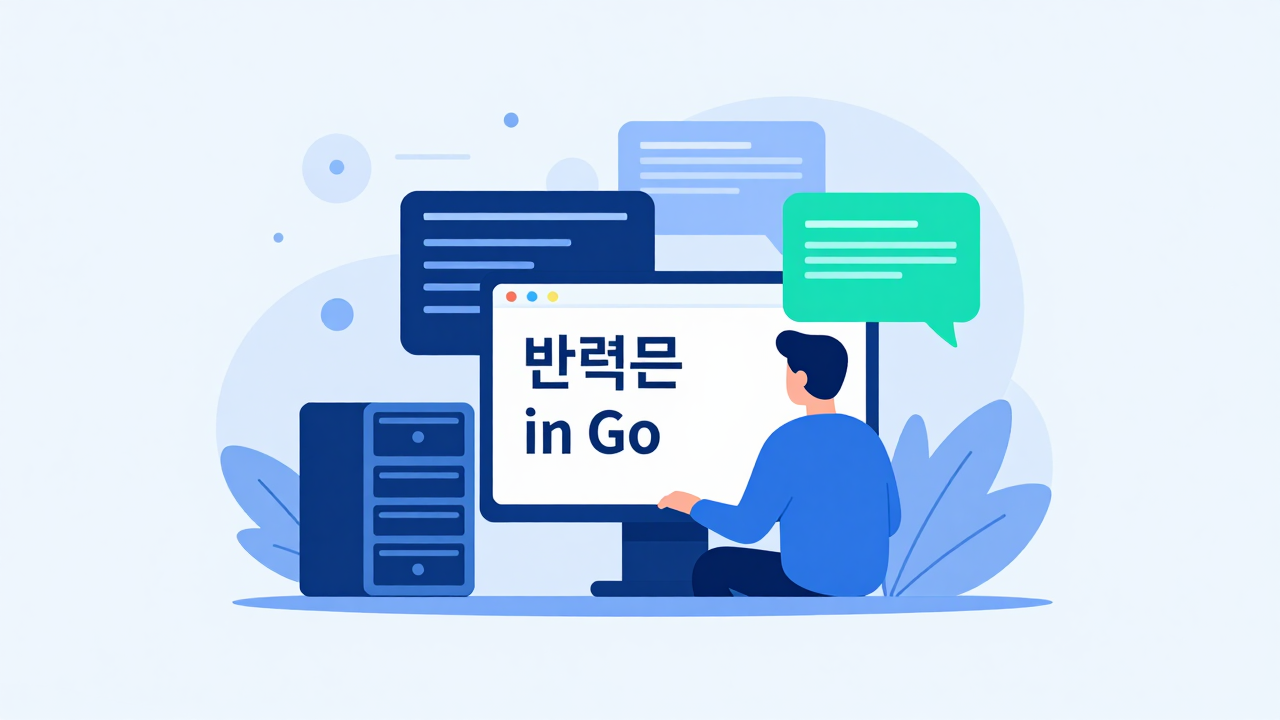 반복문 for 개념을 시각화한 Go 프로그래밍 일러스트