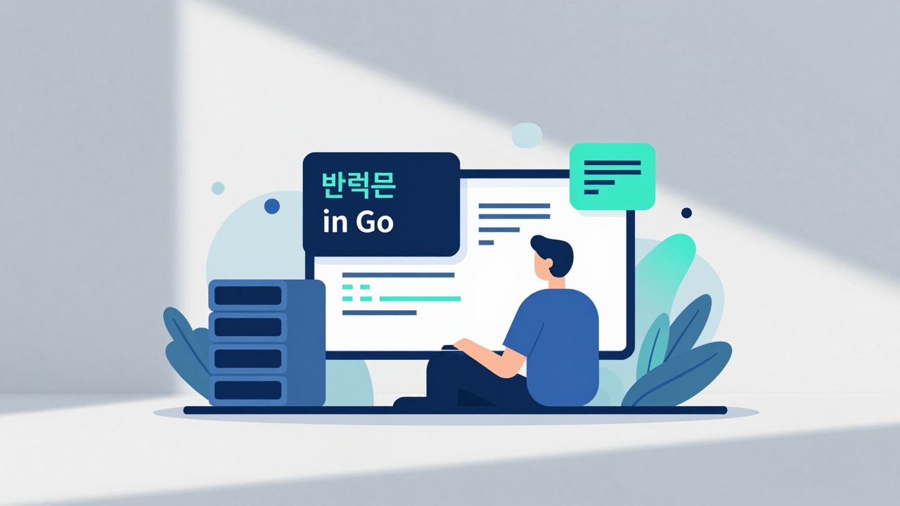 반복문 for 개념을 시각화한 Go 프로그래밍 일러스트