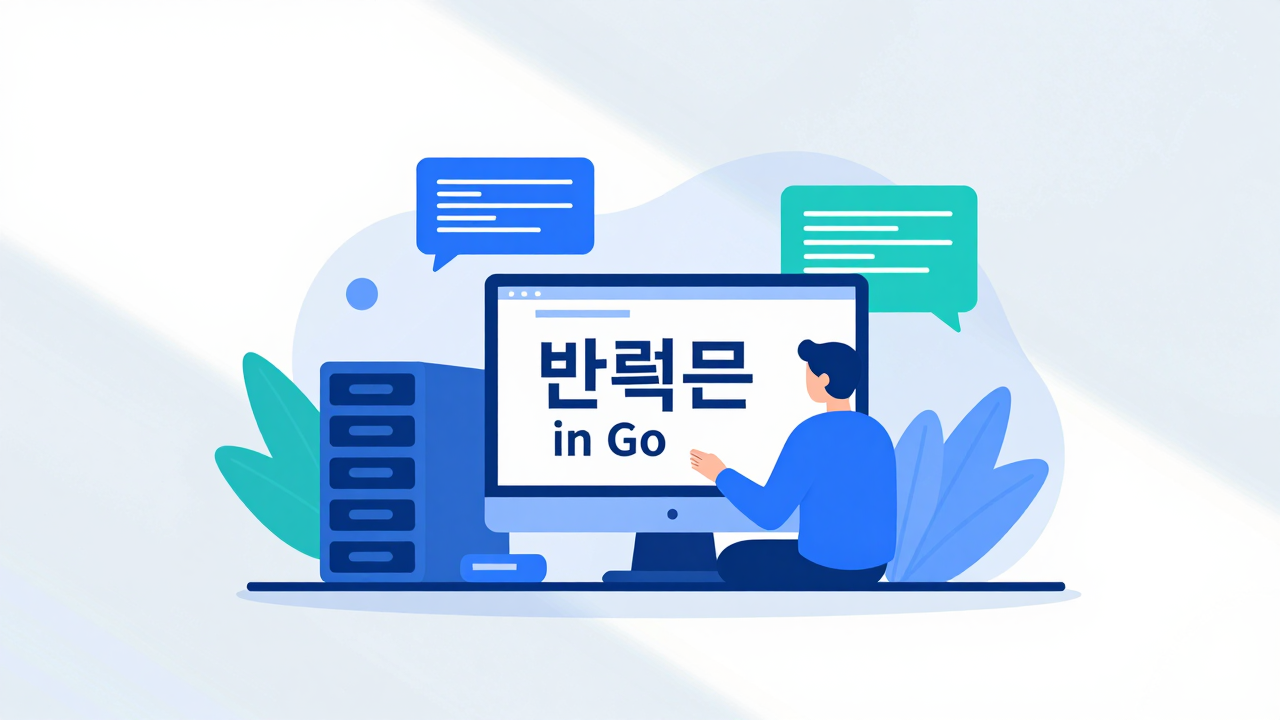반복문 for 개념을 시각화한 Go 프로그래밍 일러스트
