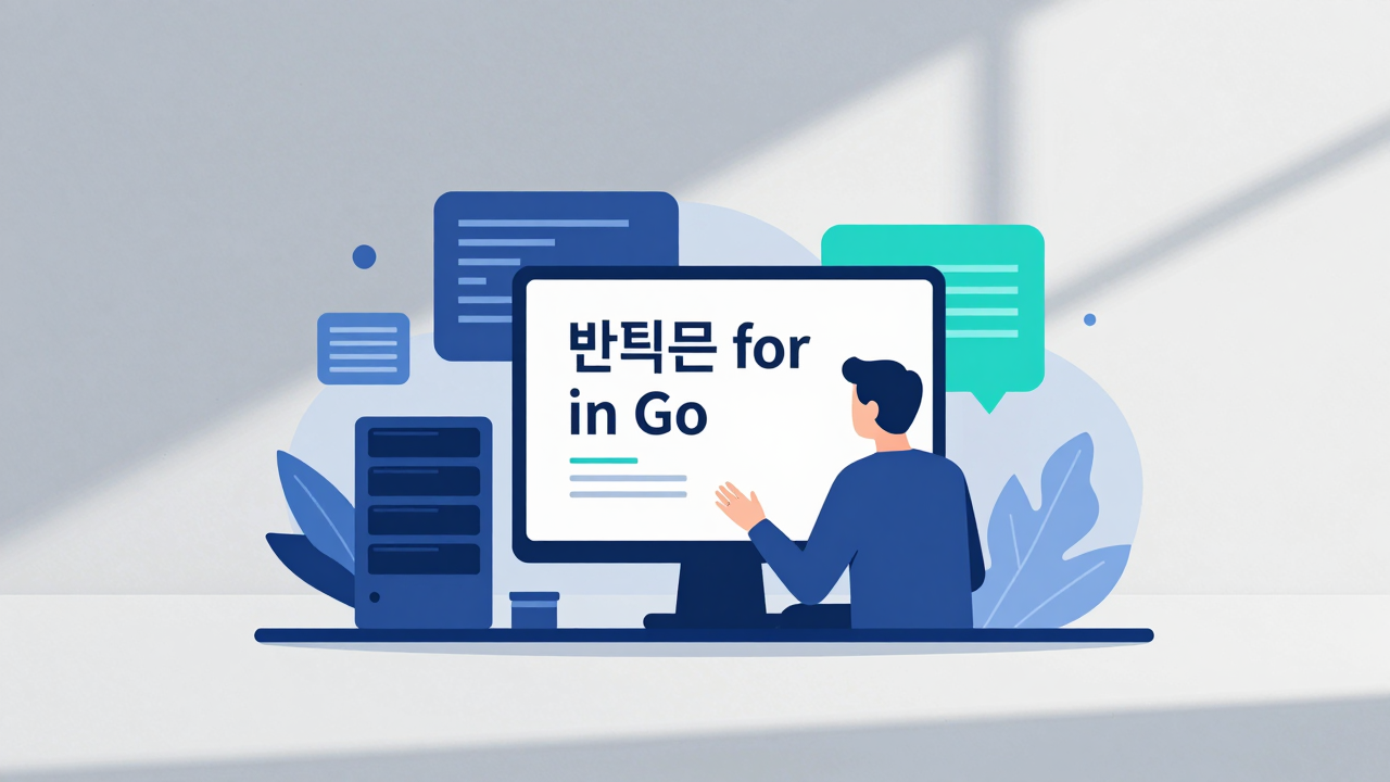 반복문 for 개념을 시각화한 Go 프로그래밍 일러스트